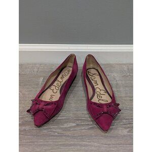 Sam Edelman Women's Raisa Dark Pink Ballets Flats Shoes Size 6.5 Studded Bows